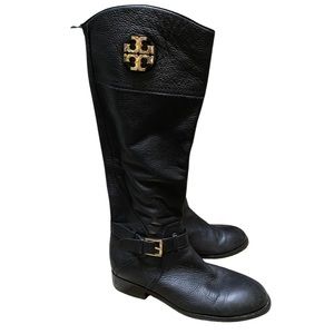Tory Burch Leather Riding Monogram Boots size 8.5.
